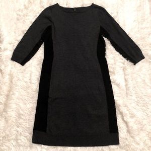 Ann Taylor 3/4 Sleeve Dark Gray & Black Sweater Dress